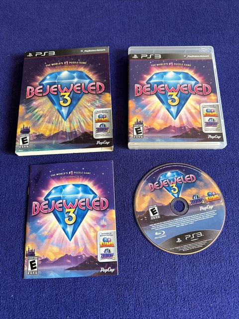 Bejeweled 3 (Sony PlayStation 3, 2011) PS3 CIB Complete w/ Slip Cover - Tested