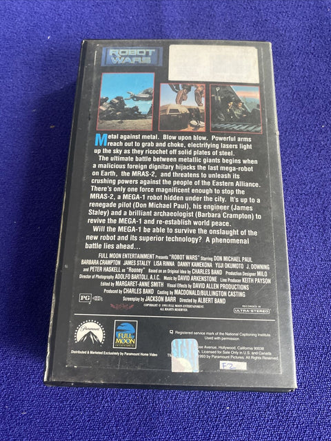 Robot Wars (VHS, 1993) Sci Fi Tape 1st First Release