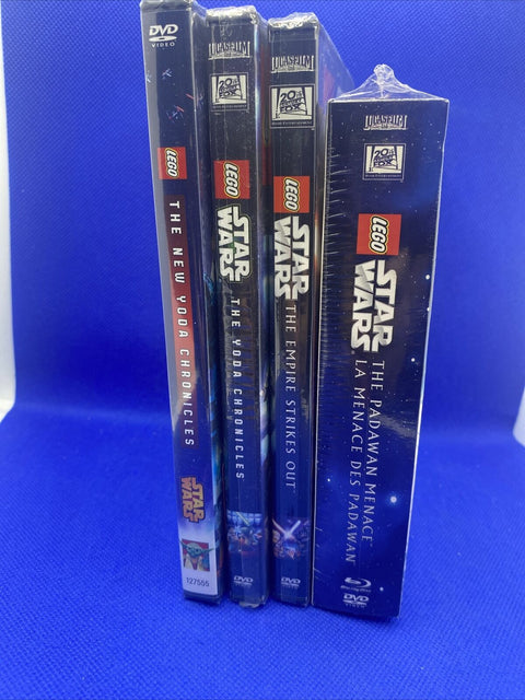 NEW! Lego Star Wars Dvd + Blu-Ray Lot - Padawan Menace, Yoda Chronicles + More