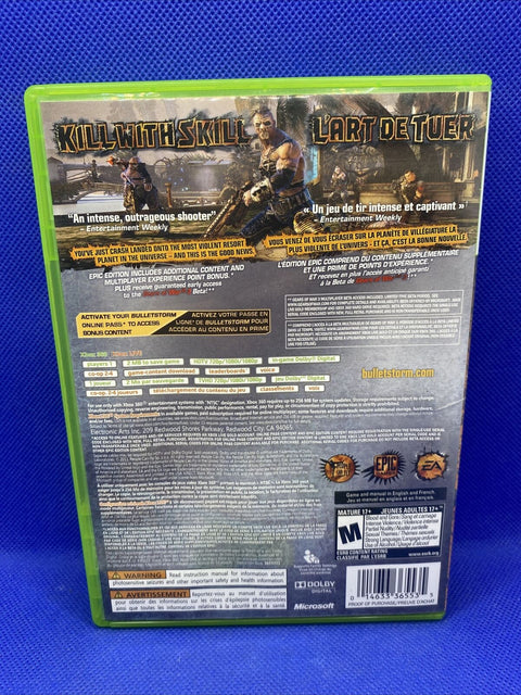 Bulletstorm -- Epic Edition (Microsoft Xbox 360, 2011) CIB Complete - Tested!