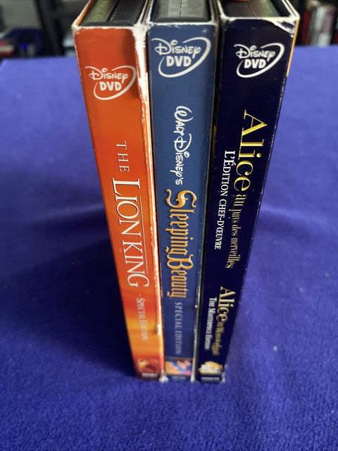 Lot of 3 Special Edition Walt Disney DVD’s - Lion King, Sleeping Beauty, Alice