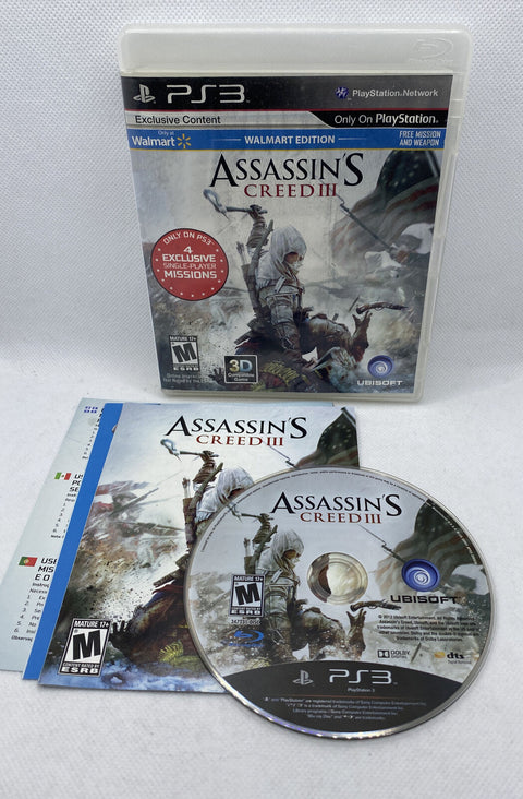 Assassin's Creed III 3 - Walmart Edition (Sony PlayStation 3, 2012) PS3 Complete