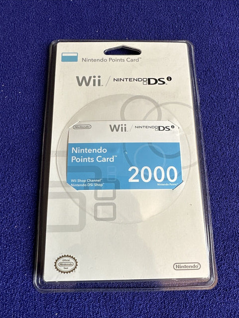 NEW! Nintendo 2000 Points Card - Nintendo Wii / DSi - Factory Sealed Collectible