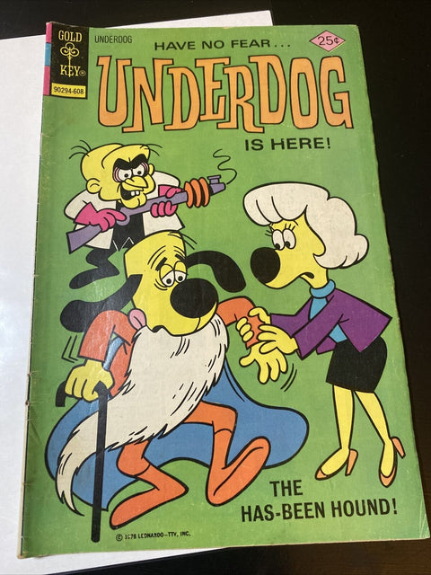 Underdog No. # 8 1976 - Gold Key Comics - w/ Board + Bag!