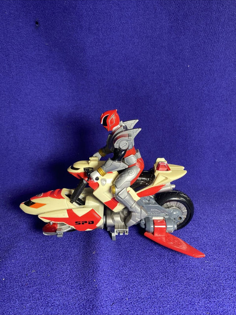 Power Rangers SPD Space Patrol Bike + Figure Lot of 2 - 2004 Bandai Blue + Red