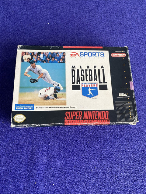 MLBPA Baseball (Super Nintendo, SNES) w/ Manual + Protector - Tested!