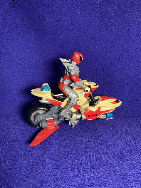 Power Rangers SPD Space Patrol Bike + Figure Lot of 2 - 2004 Bandai Blue + Red