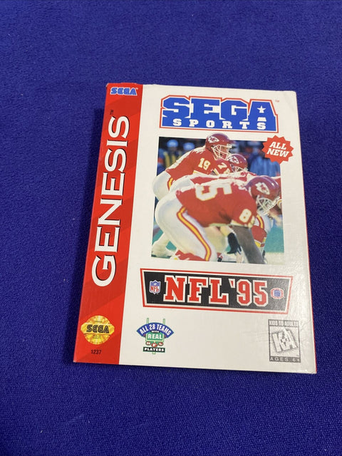 NFL '95 (Sega Genesis, 1994) Cardboard - Authentic CIB Complete - Tested!