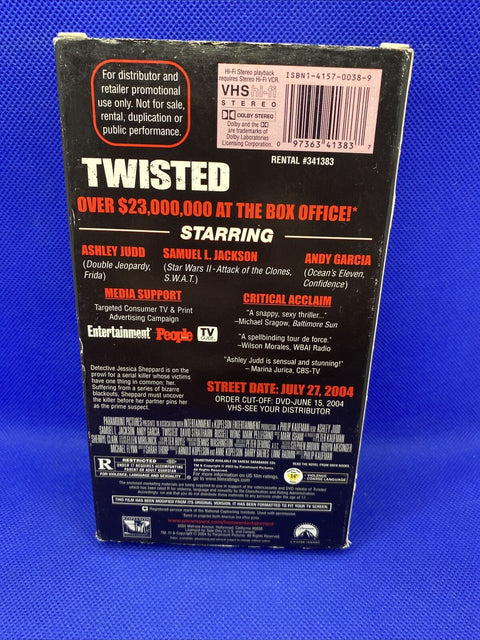 Twisted Horror VHS Promotional Screening Copy NFS - Samuel L. Jackson - Tested!