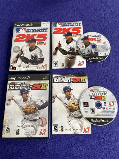 Lot of 2 MLB Games - Major League Baseball 2K5 2K10 (PlayStation 2, PS2) Tested