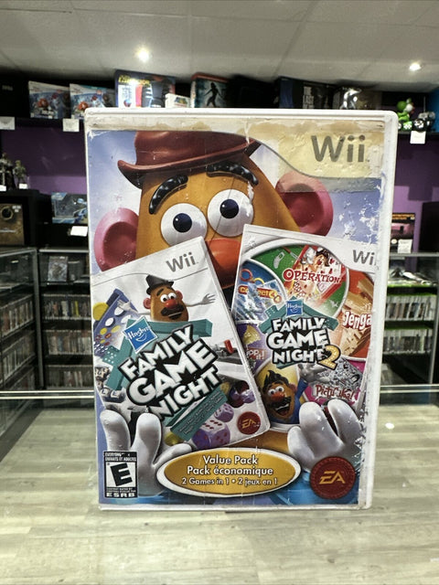 Hasbro Family Game Night Value Pack (Nintendo Wii, 2010) *Water Damage* Tested!