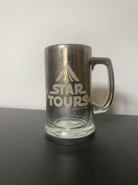 Vintage 1986 Star Wars Star Tours Disney Beer Mug Stein Glass - 5.5” Tall