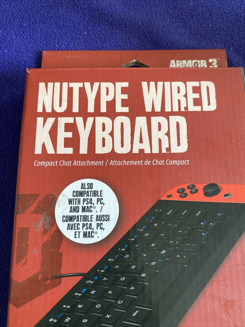 NEW! Nutype Wired Keyboard For Nintendo Switch Armor 3 - Sealed!