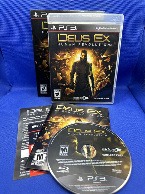 Deus Ex: Human Revolution (Sony PlayStation 3, PS3) Complete w/ Sleeve Tested