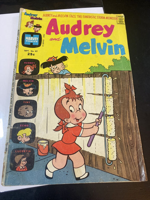 Audrey And Melvin No. #62 1974 - Harvey Comics - w/ Board + Bag!