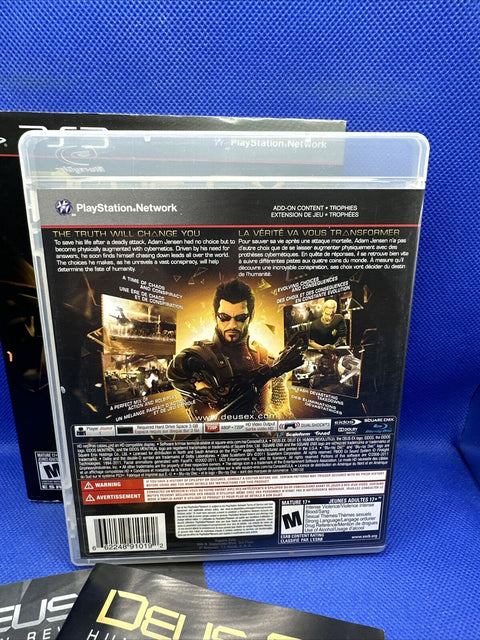 Deus Ex: Human Revolution (Sony PlayStation 3, PS3) Complete w/ Sleeve Tested