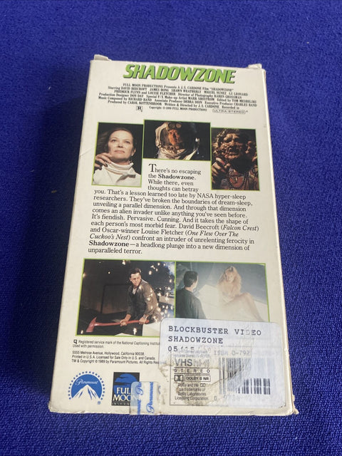 Shadowzone (VHS, 1990) Outer Space Alien Horror Cult Classic