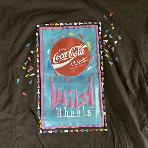 Vintage Coca-Cola Classic Wild Wheels Black Promo T-Shit - One Size Retro 90s