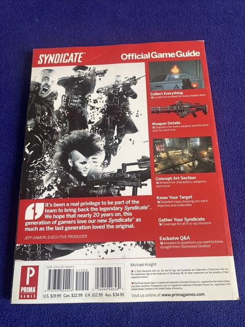 Syndicate : Prima Official Game Strategy Guide - Great Condition