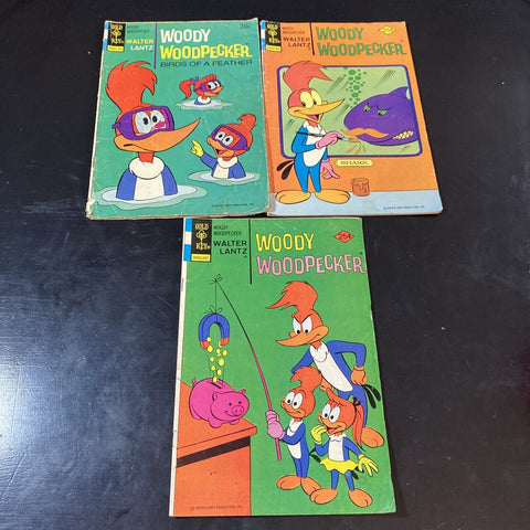 Lot Of 3 Vintage Gold Key Comics 1970s - Woody Woodpecker # 131, 149, 151