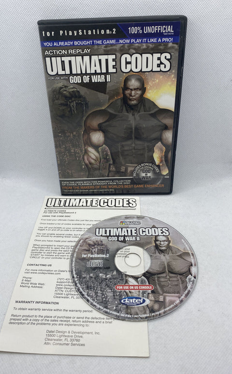 Action Replay Ultimate Codes - God Of War II 2 - Sony Playstation 2 PS2