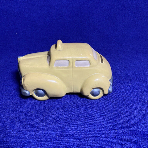 Lot of 2 Vintage Ceramic Mini Piggy Banks - Black Porsche 5” + Yellow Taxi 6”