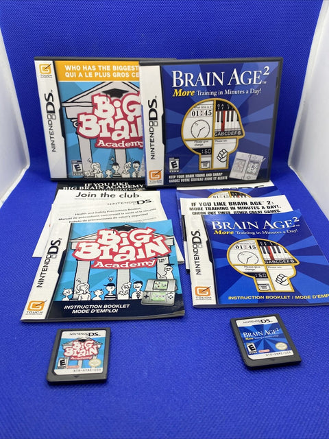 Big Brain Academy + Brain Age 2 Nintendo DS Lot - Both CIB Complete, Tested!