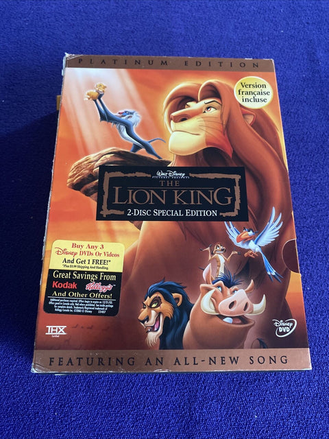 Lot of 3 Special Edition Walt Disney DVD’s - Lion King, Sleeping Beauty, Alice