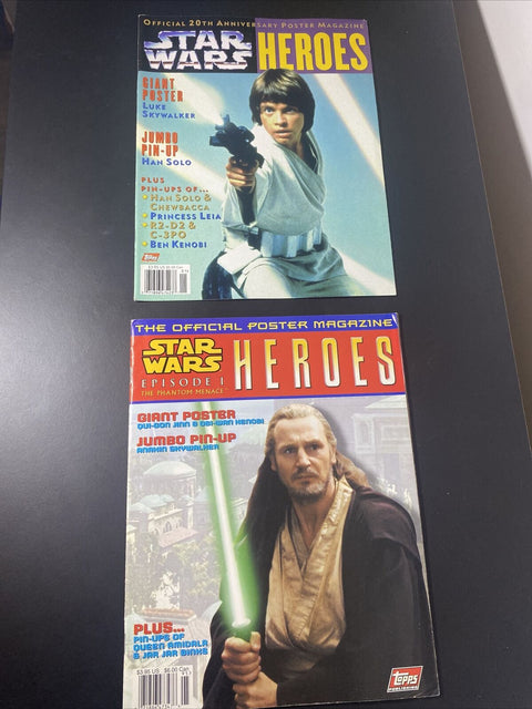 Star Wars Heroes Poster Magazine Lot of 2 - Official Topps 1995 + 1997