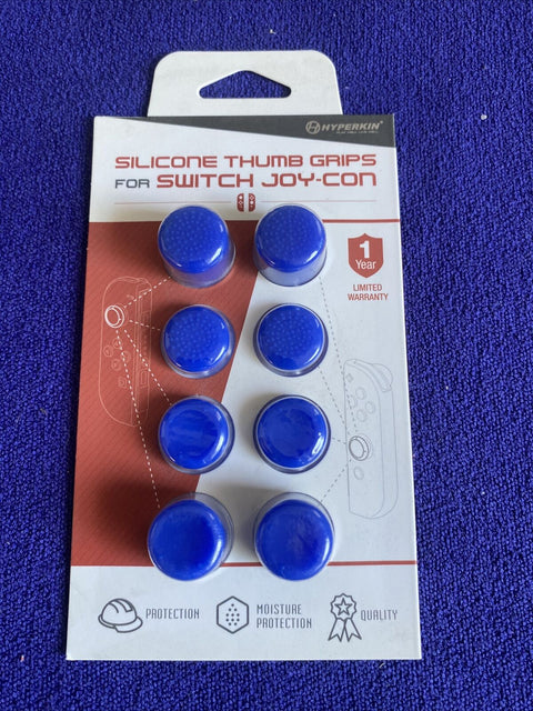 NEW! Hyperkin Blue Silicone Thumb Grips For Nintendo Switch Joy-Con Controllers