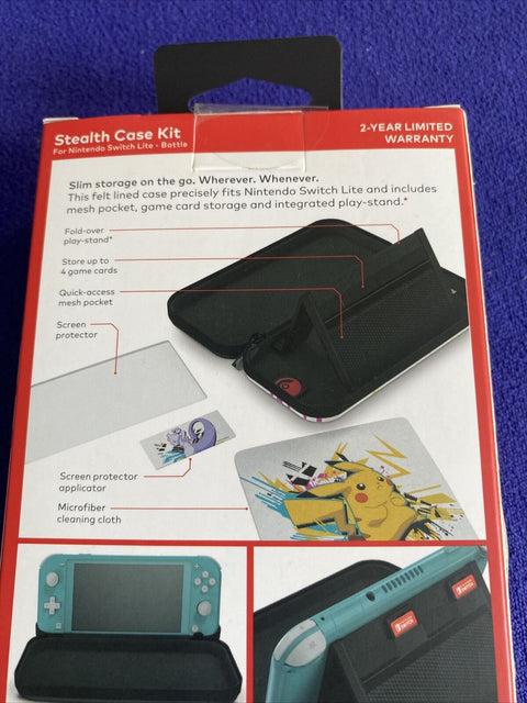 NEW! Nintendo Switch Lite Pokemon Pikachu VS Mewtwo Stealth Case Kit - Sealed!