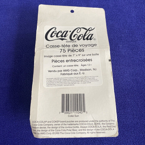 NEW! Vintage Coca-Cola Coke Travel Puzzle 75 Piece - 1999 Factory Sealed 7” X 9”