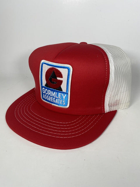 Vintage Gormley Aggregates Red Snapback Cap - Patch + Mesh Trucker Hat