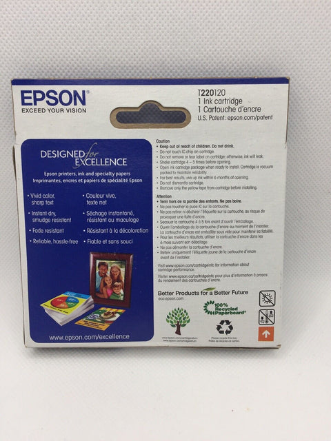 NEW Epson 220 (T220120-S) Durabrite Ultra Black Ink Cartridge - Genuine Sealed!