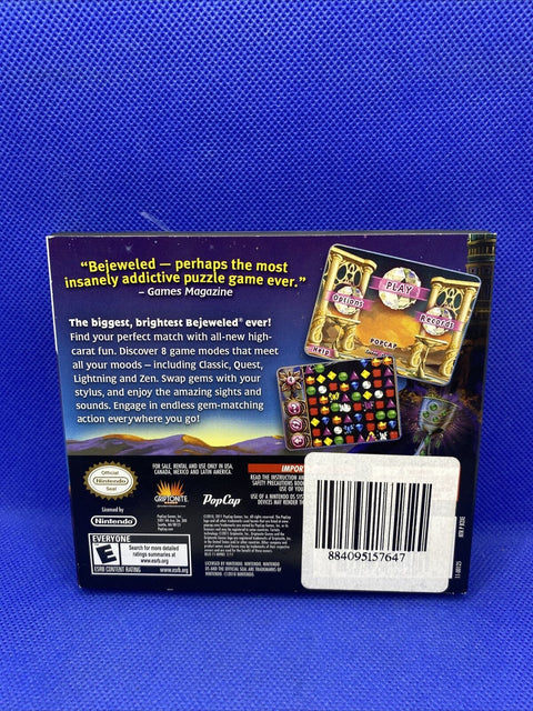 Bejeweled 3 (Nintendo DS, 2011) CIB Complete w/ Slip Cover - Tested!