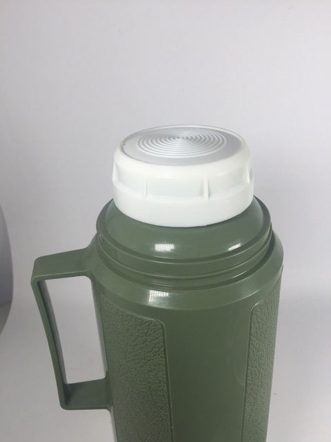 Vintage Genuine Thermos Brand Plastic Vacuum Flask - 1 Litre 11.5 Inch - Green