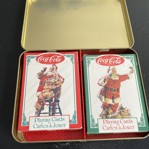 Coca-Cola Christmas Santa Nostalgia Playing Cards w Tin 1994 Limited Edition NEW