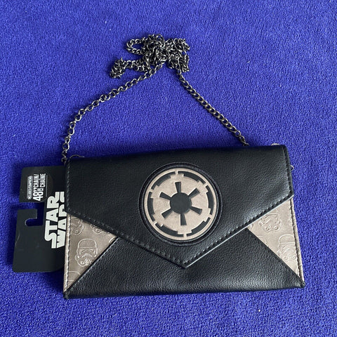 NEW! Star Wars Galactic Empire Storm Trooper Faux Leather Purse Wallet + Chain