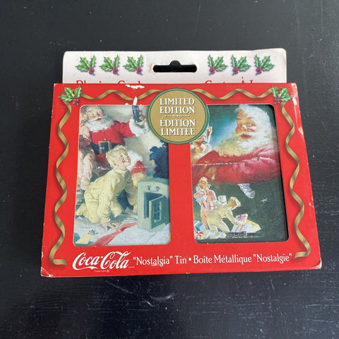 Coca-Cola Christmas Santa Nostalgia Playing Cards w Tin 1996 Limited Edition NEW