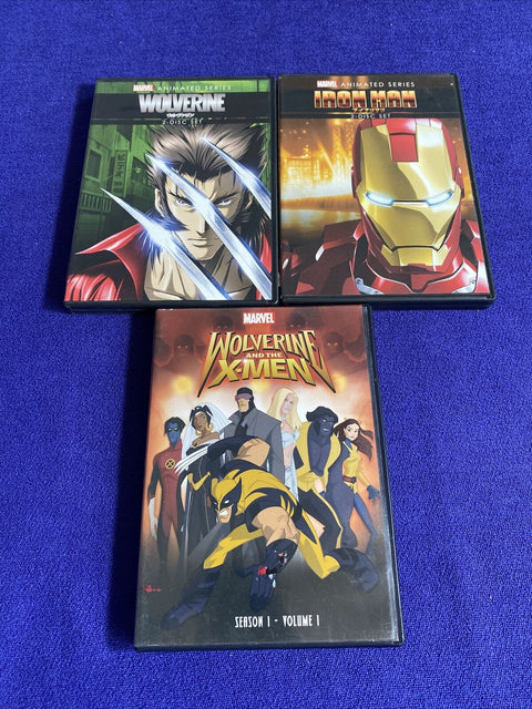 Marvel Animated Series DVD Lot of 3 - Wolverine, Iron Man, X-Men