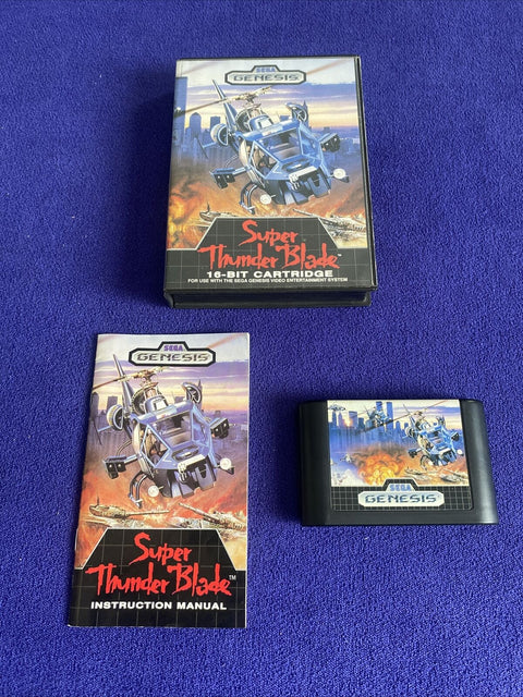 Super Thunder Blade (Sega Genesis, 1989) Authentic CIB Complete - Tested!