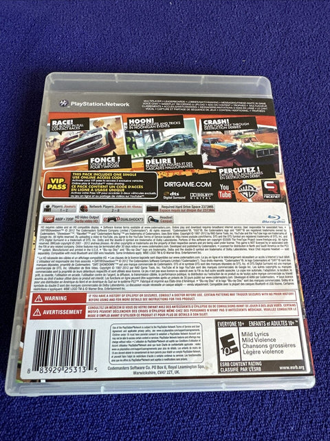 DiRT Showdown (Sony PlayStation 3, 2012) PS3 CIB Complete - Tested!