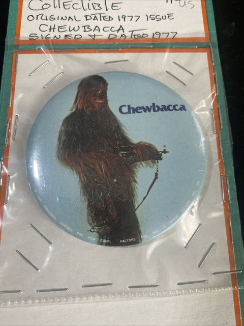 Vintage 1977 Star Wars Chewbacca 3 Inch Collectible Pin