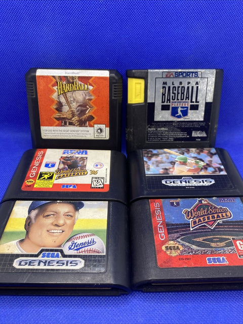 Lot of 6 Baseball Games - Sega Genesis - Hardball, MLBPA, World Series - Tested!