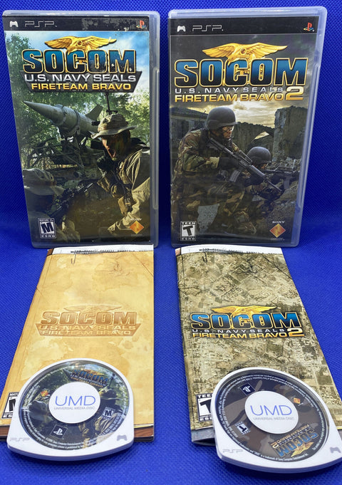 Socom US Navy Seals Fireteam Bravo 1 + 2 Lot (Sony PSP) CIB Complete Tested!