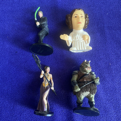 Lot of 4 Star Wars Figures - Disney Store, Burger King - Leia, Luke Skywalker