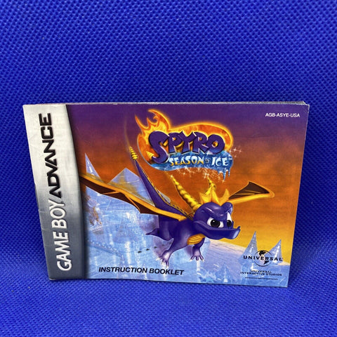 Spyro Season of Ice GBA Gameboy Advance - Instruction Booklet Manual ONLY!