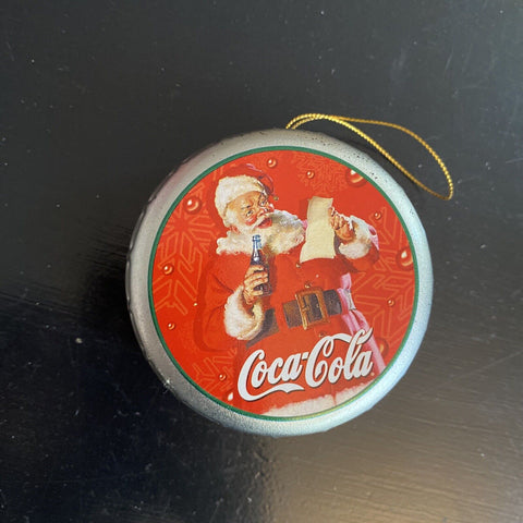 Vintage Coca-Cola Bottle Cap Tin + Ornamenet - Trim a Tree Collection Santa