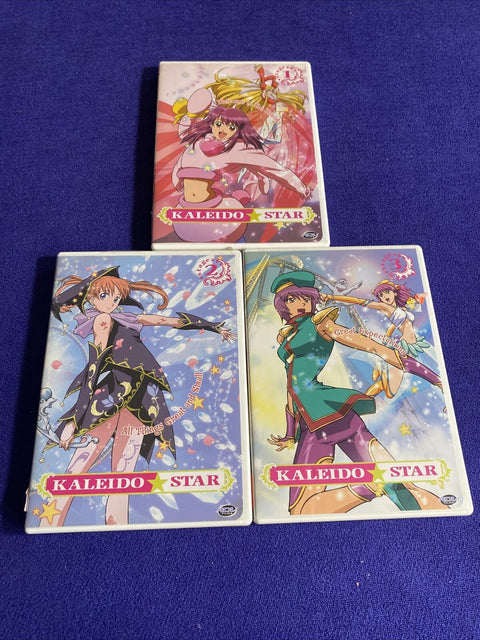 Kaleido Star Lot w/ Poster + Figures - Vol. 1-3 Stage 1 2 3 (DVD) Region 1 Anime