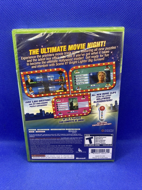 NEW! Scene It Bright Lights Big Screen (Microsoft Xbox 360, 2009) Factory Sealed